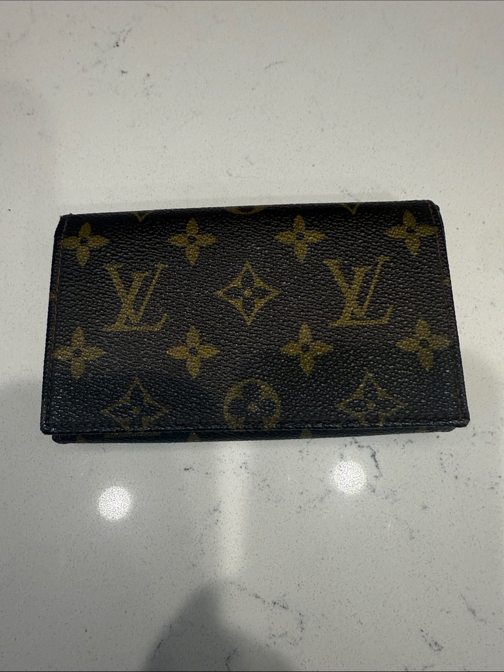 Louis Vuitton Monogram Canvas Card Case in Dark Brown and Gold with COA